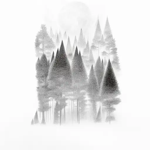 wonders of the universe to foggy forest sleeve tattoo design idea