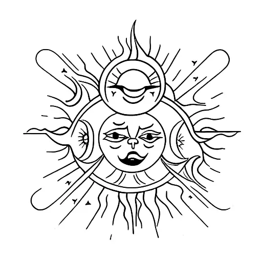 sun with blank middle  tattoo design idea