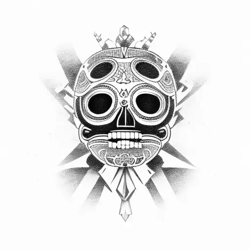 mayan day of the dead luchador tattoo design idea
