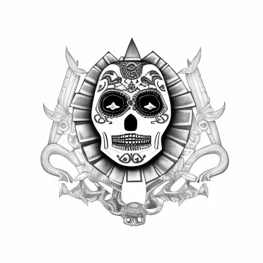 mayan day of the dead luchador tattoo design idea