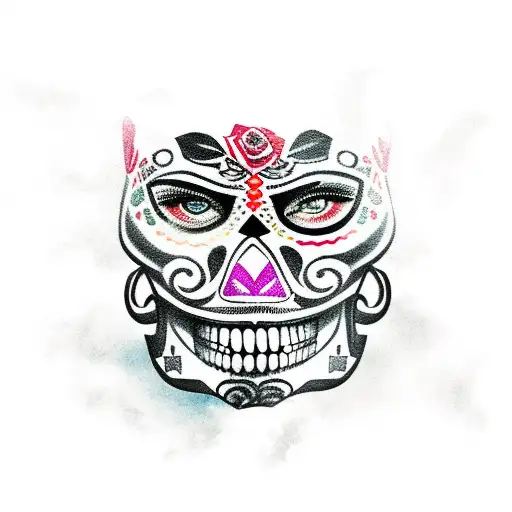 Aztec day of the dead luchador tattoo design idea
