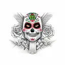Aztec day of the dead luchador tattoo design idea