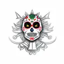 Aztec day of the dead luchador tattoo design idea
