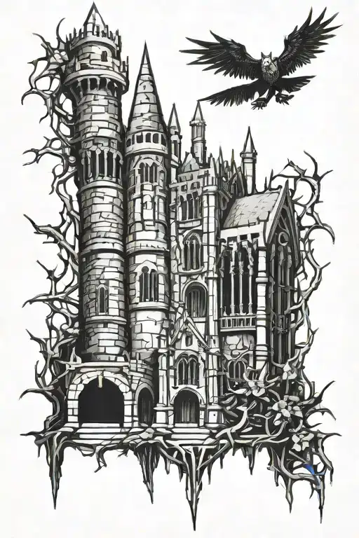 dark souls architecture tattoo with thorns wrapped tattoo design idea