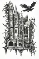 dark souls architecture tattoo with thorns wrapped tattoo design idea