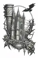 dark souls architecture tattoo with thorns wrapped tattoo design idea