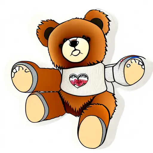 cute teddybear bdsm collar, big cute eyes, full body teddybear tattoo design idea
