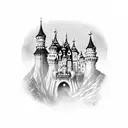 Dracula's castle in a new-school style tattoo design idea