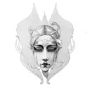 art nouveau woman sad face tattoo design idea