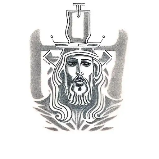 jesus christ on a horse with a sickle in his hand tattoo design idea