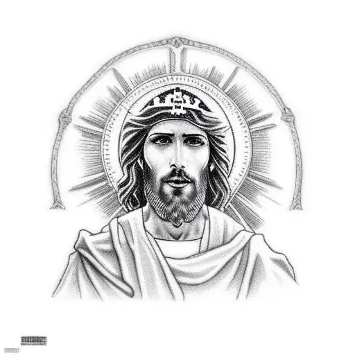 jesus christ on a horse with a sickle in his hand tattoo design idea