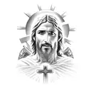 jesus christ on a horse with a sickle in his hand tattoo design idea