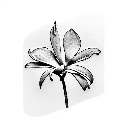 A delicate tea cup nestled among tropical palm trees and plumeria flowers tattoo design idea