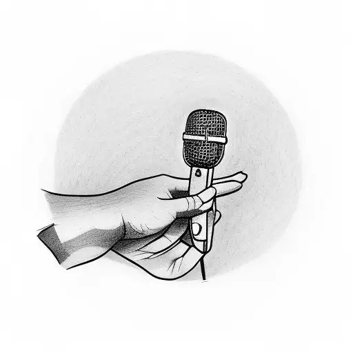 Hustler's hand holding a microphone tattoo design idea