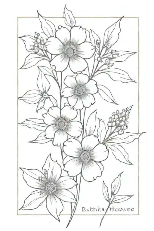 Birthflowers of may, june and november birth flower tattoo design idea