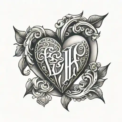 heart with initials inside  tattoo design idea