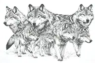 wolf pack roaming tattoo design idea