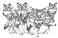 wolf pack roaming tattoo design idea
