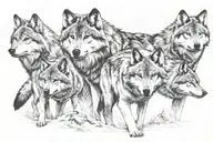 wolf pack moutains  tattoo design idea