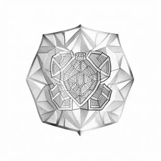 hexagon turtle shell shield on the elbow tattoo design idea