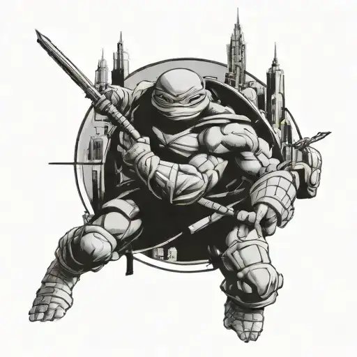 Raphael tmnt, overlooking city scape   tattoo design idea