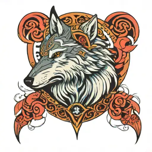 wolf viking tattoo design idea