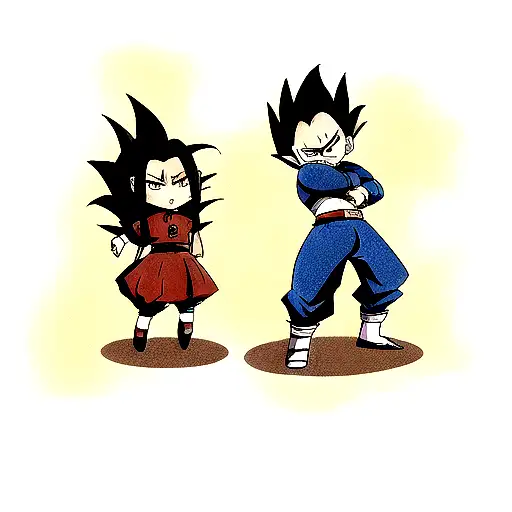 vegeta, tanjiro, and itachi tattoo design idea