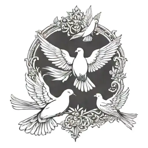 3 doves with number on dove 18, 21 and 24. time waits for no one tattoo design idea