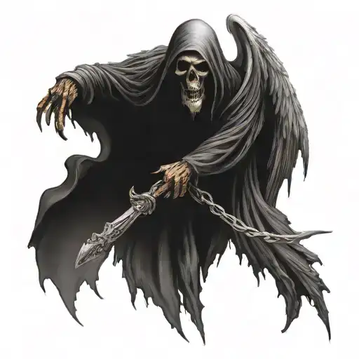 grim reaper with wings tattoo design idea