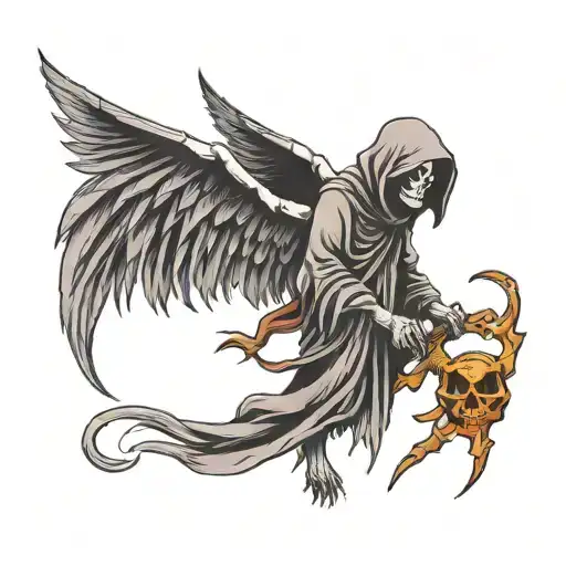 grim reaper with wings  tattoo design idea