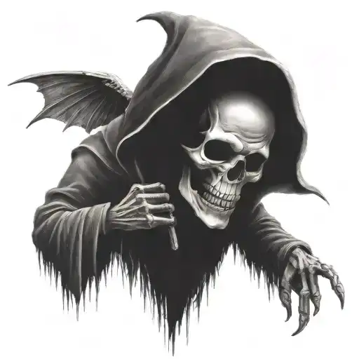 grim reaper with wings tattoo design idea