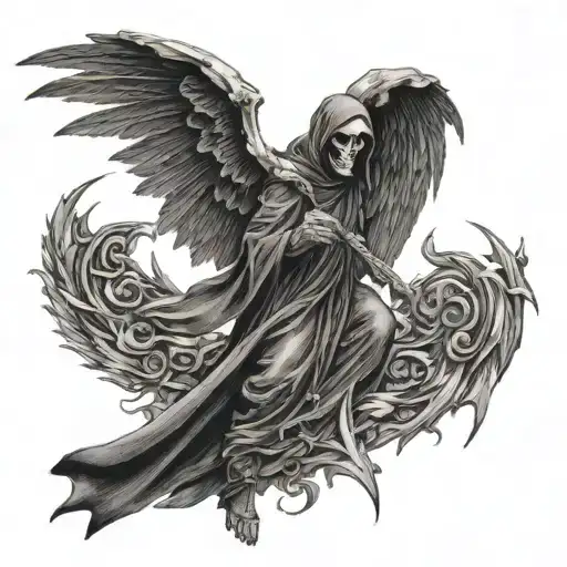 grim reaper with wings tattoo design idea