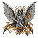 grim reaper with wings tattoo design idea