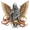 grim reaper with wings tattoo design idea