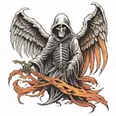 grim reaper with wings tattoo design idea