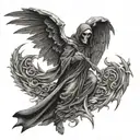 grim reaper with wings tattoo design idea