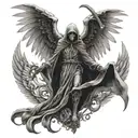 grim reaper with wings tattoo design idea