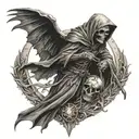 grim reaper with wings tattoo design idea