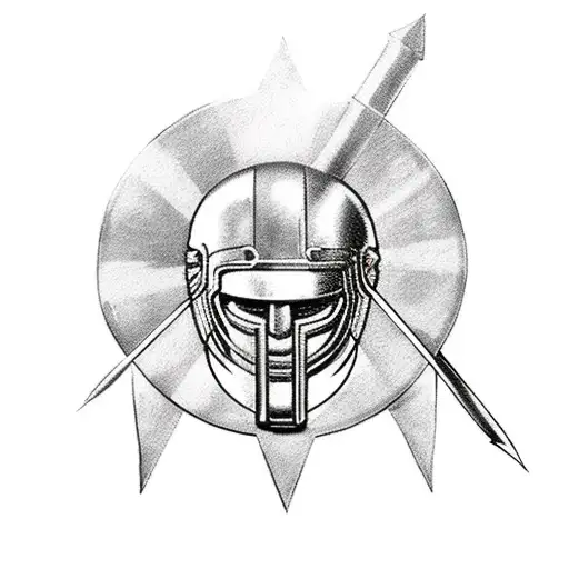 Spartan helmet impaled by an Athenian spear tattoo design idea