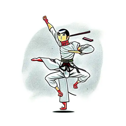 Traditional Japanese-style tattoo of Rock Lee performing a powerful martial arts move tattoo design idea