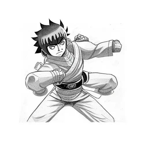 tattoo of Rock Lee performing a powerful martial arts move tattoo design idea
