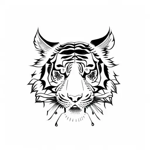 tiger flower asian woman japanese tattoo design idea