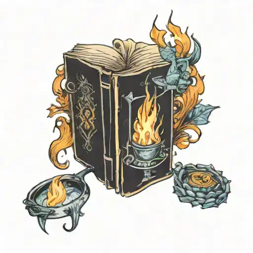 Goblet of fire and long live book tattoo design idea