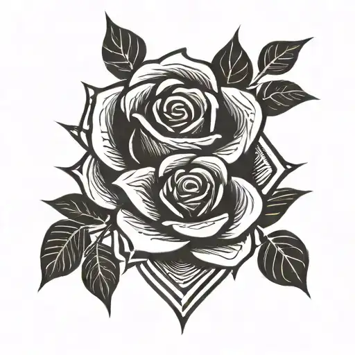 3   rose blooming,minimalist ,modern ,sharp lines, futuristic rose tattoo design idea
