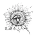 sunflower with hummingbird  tattoo design idea