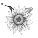 sunflower with hummingbird  tattoo design idea
