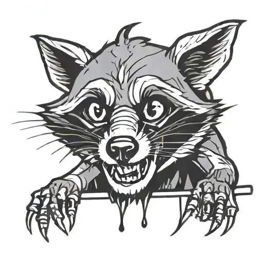 racoon climbing tattoo design idea