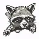 racoon climbing tattoo design idea