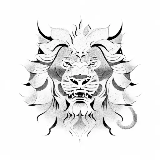 chinese lion statue  tattoo design idea