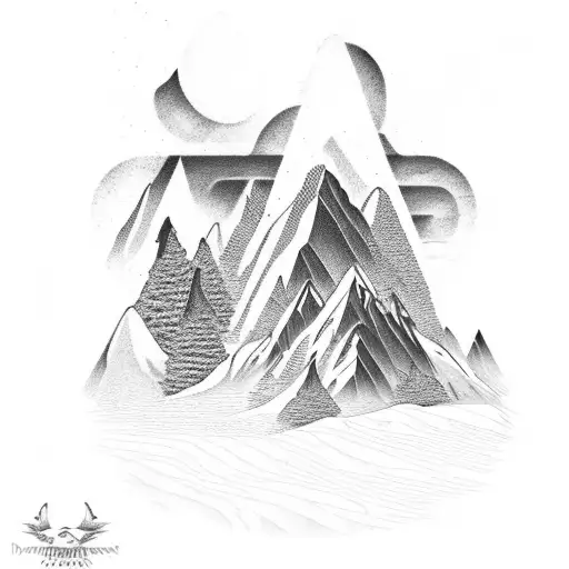 mountain with Memories not dreams in front tattoo design idea